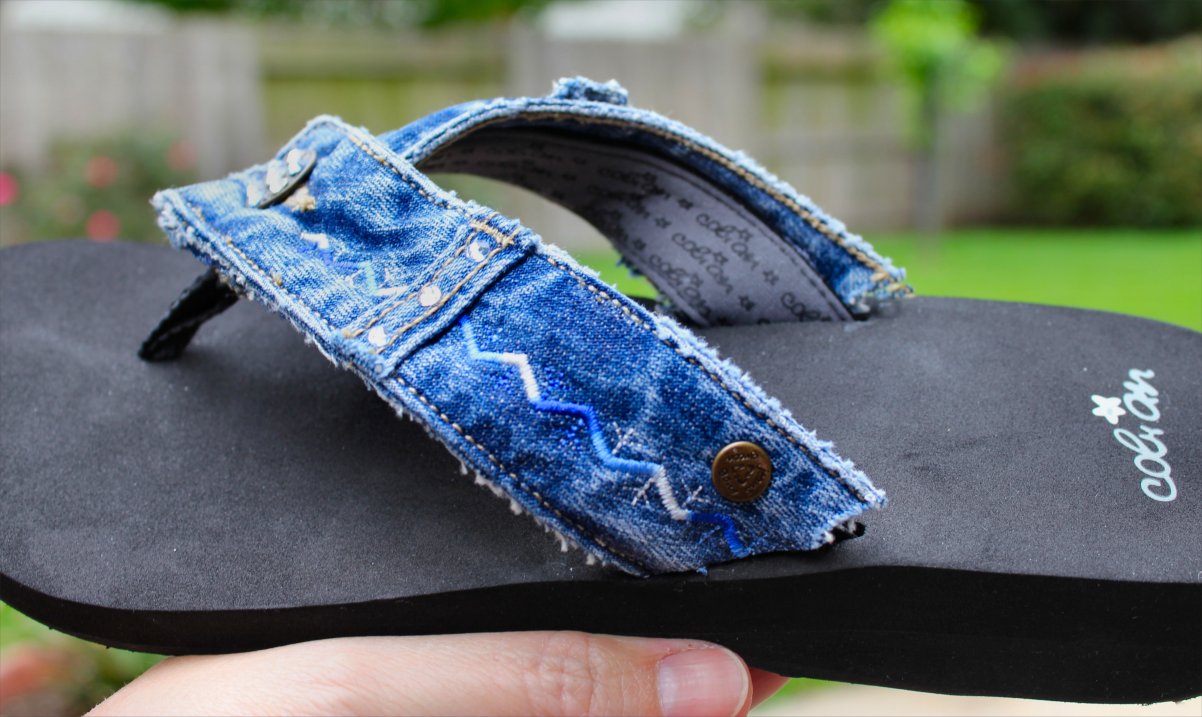 blue jean flip flops
