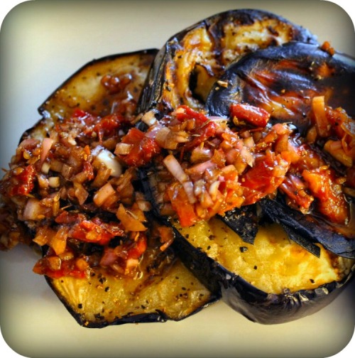Grilled Eggplant with Sun-Dried Tomato Topping